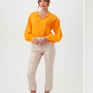 NWT Trina Turk Banshee Pant | Flawless Beige Cropped Cuff Trouser | Size 0